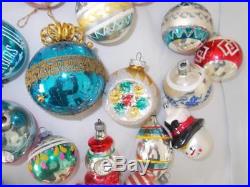 39 vintage TORPEDO INDENT Christmas TREE ornaments glass Poland Shiny Brite LOT