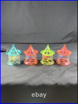 4 Vintage Spinner Christmas Tree Spinning Ornaments Birdcage Twinkler Carousel