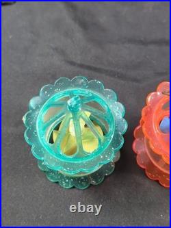 4 Vintage Spinner Christmas Tree Spinning Ornaments Birdcage Twinkler Carousel