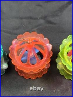 4 Vintage Spinner Christmas Tree Spinning Ornaments Birdcage Twinkler Carousel