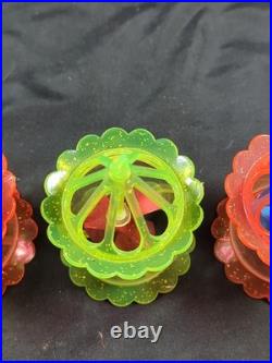 4 Vintage Spinner Christmas Tree Spinning Ornaments Birdcage Twinkler Carousel