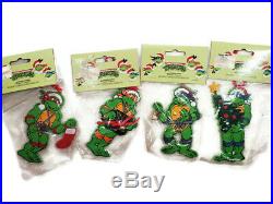 4 Vintage Teenage Mutant Ninja Turtles Christmas Tree Ornaments 1990 Sealed