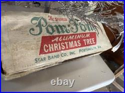 4' Vintage The Sparkler Pom Pom Aluminum Christmas Tree M-434 E