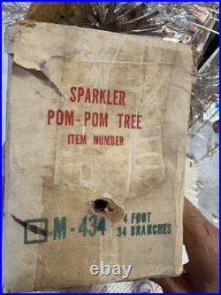 4' Vintage The Sparkler Pom Pom Aluminum Christmas Tree M-434 E