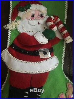 (4) in Lot Vintage Bucilla Handmade Finished SANTA Christmas Tree Stockings