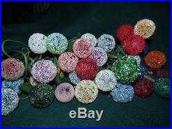 40 Vintage Ice Lights Xmas Tree Lighted Frosted Snowball Sugar Lite With Ge Cord
