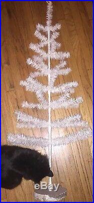 42 Goose Feather Christmas Tree White Ivory Birch Base Vintage German Style