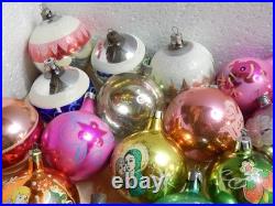 44pcs Vintage Soviet Glass Christmas Tree Ornaments USSR New Year Balls