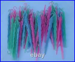 46 Vtg 50's Christmas Tree Plastic Icicles pink Green Blue pastel chic