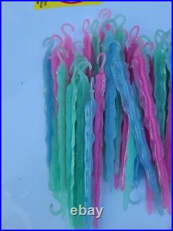 46 Vtg 50's Christmas Tree Plastic Icicles pink Green Blue pastel chic