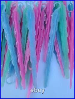 46 Vtg 50's Christmas Tree Plastic Icicles pink Green Blue pastel chic