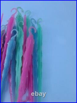 46 Vtg 50's Christmas Tree Plastic Icicles pink Green Blue pastel chic