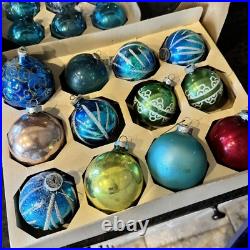 47 Shiny Brite WGermany Christmas Tree Ornaments Vintage 1940s 1950s Various USA