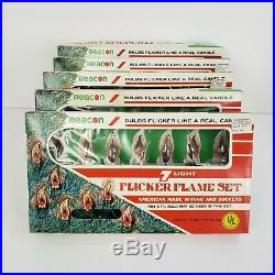 5 Vintage Beacon 7 Light Flicker Flame Christmas Tree Candle Lights SEE VIDEO