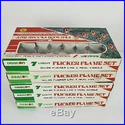 5 Vintage Beacon 7 Light Flicker Flame Christmas Tree Candle Lights SEE VIDEO