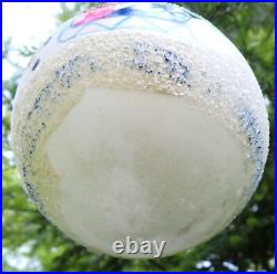 5 Vintage Jumbo Poland Glass Christmas Tree Ornaments Hand Painted