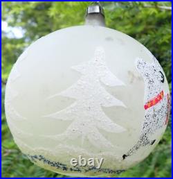 5 Vintage Jumbo Poland Glass Christmas Tree Ornaments Hand Painted