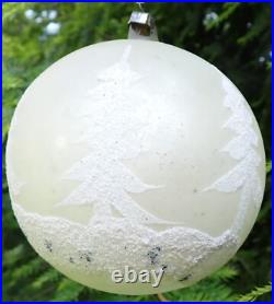 5 Vintage Jumbo Poland Glass Christmas Tree Ornaments Hand Painted