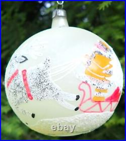 5 Vintage Jumbo Poland Glass Christmas Tree Ornaments Hand Painted