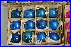 51 Vintage Shiny Brite Christmas Tree Ornaments Glass Pink & Blue 1.75