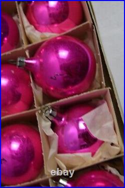51 Vintage Shiny Brite Christmas Tree Ornaments Glass Pink & Blue 1.75