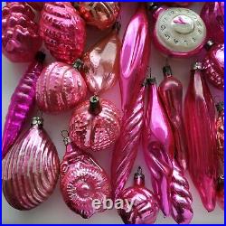 54 pink old vintage Xmas tree decoration Russian glass Christmas ornament USSR