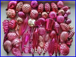 54 pink old vintage Xmas tree decoration Russian glass Christmas ornament USSR