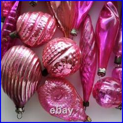 54 pink old vintage Xmas tree decoration Russian glass Christmas ornament USSR