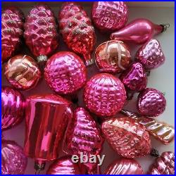 54 pink old vintage Xmas tree decoration Russian glass Christmas ornament USSR