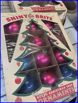 58 Vintage Shiny Brite Glass Ornaments in Original Christmas Tree Box READ