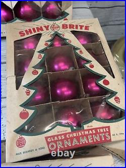 58 Vintage Shiny Brite Glass Ornaments in Original Christmas Tree Box READ