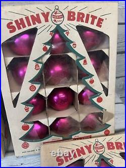 58 Vintage Shiny Brite Glass Ornaments in Original Christmas Tree Box READ