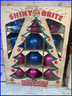 58 Vintage Shiny Brite Glass Ornaments in Original Christmas Tree Box READ