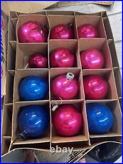 58 Vintage Shiny Brite Glass Ornaments in Original Christmas Tree Box READ