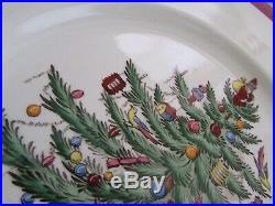 6 Rare VTG Copeland SPODE Christmas Tree Magenta Rim 10 5/8 Dinner Plates