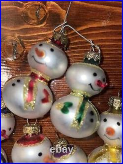 6 Vintage Dept 56 Snowman Christmas Tree Ornament Made in Poland VGUC