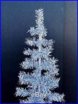 6' Vintage Silver Christmas Tree Aluminum Tinsel Feather Tree 27'' Base