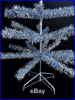 6' Vintage Silver Christmas Tree Aluminum Tinsel Feather Tree Slim Line 26in