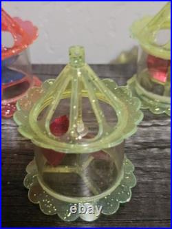 6 Vintage Spinner Christmas Tree Spinning Ornaments Birdcage Twinkler Carousel R