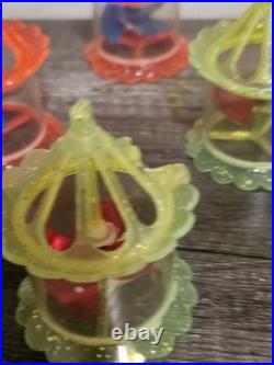 6 Vintage Spinner Christmas Tree Spinning Ornaments Birdcage Twinkler Carousel R