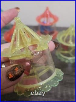 6 Vintage Spinner Christmas Tree Spinning Ornaments Birdcage Twinkler Carousel R