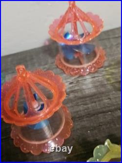 6 Vintage Spinner Christmas Tree Spinning Ornaments Birdcage Twinkler Carousel R