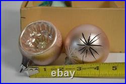 6 Vintage West Germany Glass Christmas Tree Ornaments Indent Original Box
