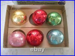 6 vintage Shiny Brite glass diorama Christmas ornaments smaller 50 mm Japan