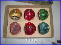 6 vintage Shiny Brite glass diorama Christmas ornaments smaller 50 mm Japan