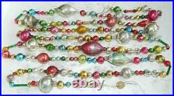 7 FT 100% Vintage Mercury Glass Christmas Garland Big Beads Antique Feather Tree