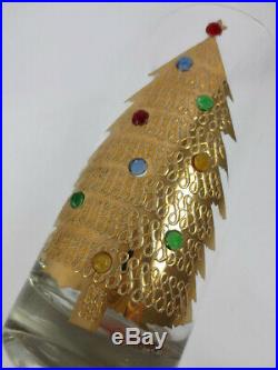 7 Vintage Culver Jeweled 22K Gold Christmas Tree HIghball Tumblers Glasses Set