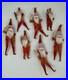 7 Vtg Clay Face Chenille Pipe Cleaner Santas 3-4 Ornaments Tie Ons FEATHER TREE