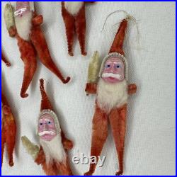 7 Vtg Clay Face Chenille Pipe Cleaner Santas 3-4 Ornaments Tie Ons FEATHER TREE
