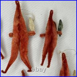 7 Vtg Clay Face Chenille Pipe Cleaner Santas 3-4 Ornaments Tie Ons FEATHER TREE